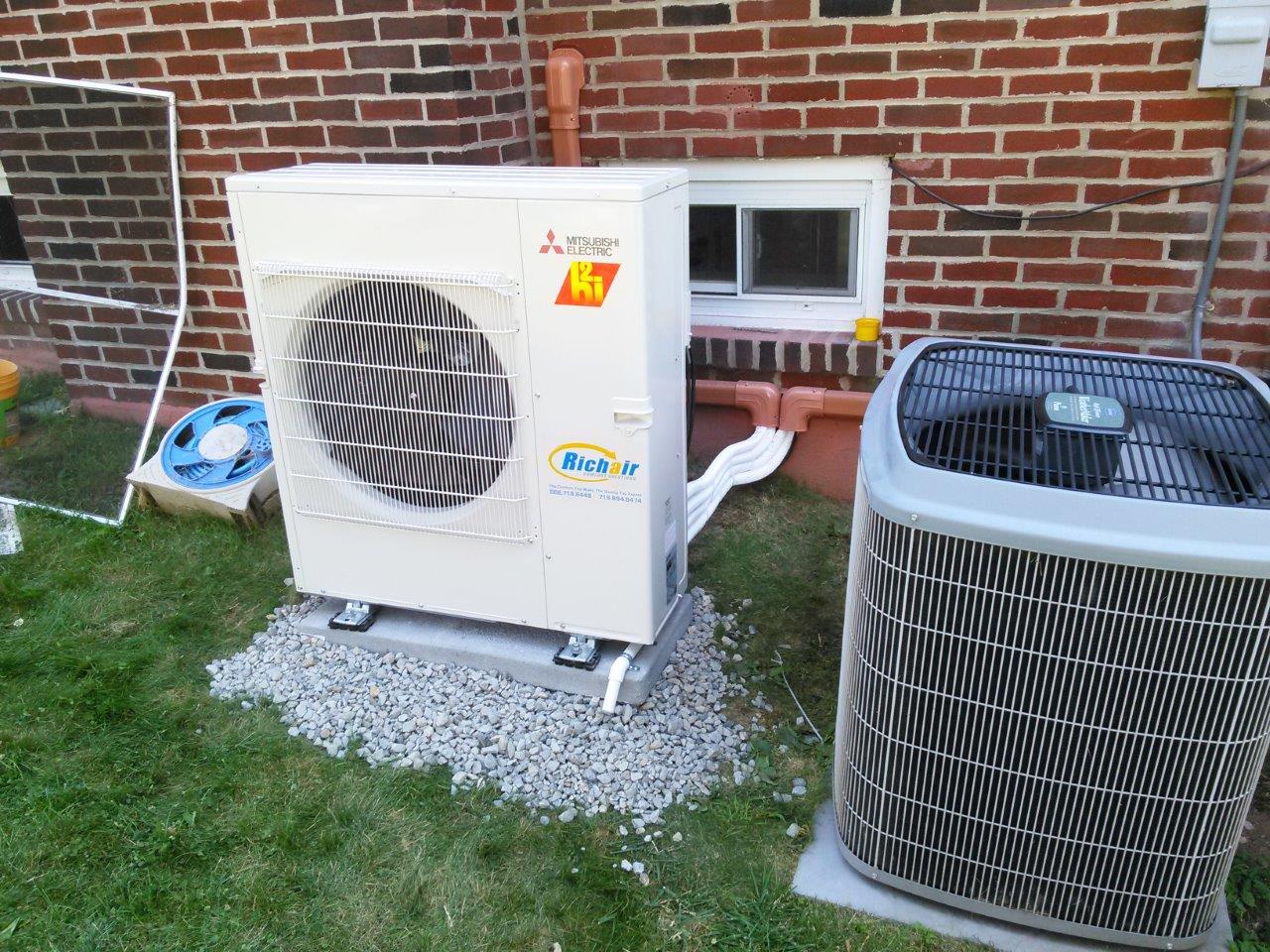 Mitsubishi H2i heat pump outdoor unit in Teaneck, NJ