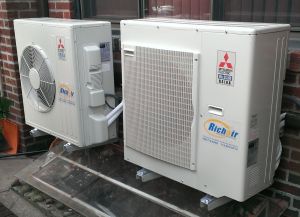 Two Mitsubishi outdoor units